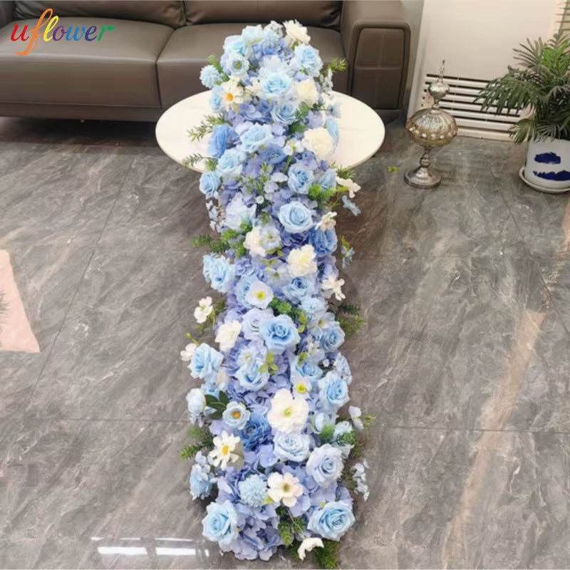 Guirlande de fleurs artificielles Uflower bleu clair