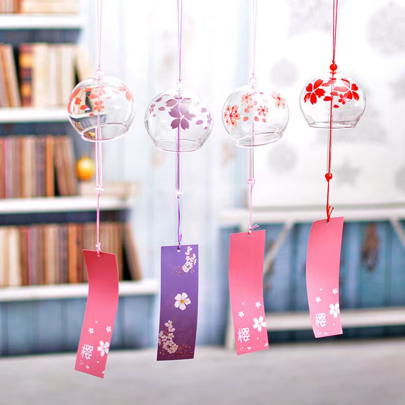 Carillons éoliens de paysage en verre de style japonais Kawaii