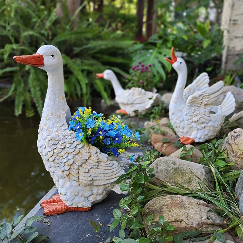 Pot de fleur de canard de dessin animé pour jardin extérieur