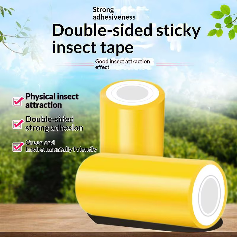 1 rouleau de ruban adhésif anti-insectes jaune double face de 10 mètres pour la lutte contre les ravageurs du jardin