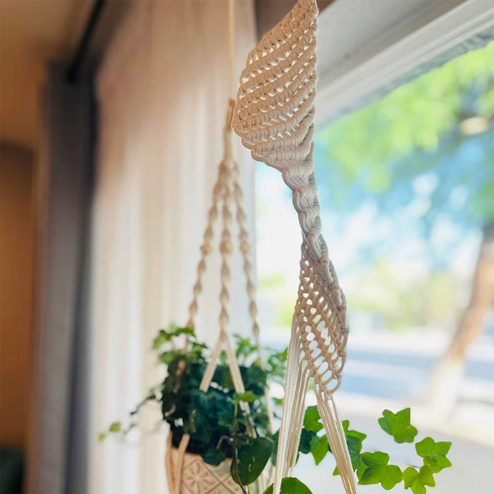 Porte-plantes suspendus en macramé pour salon intérieur