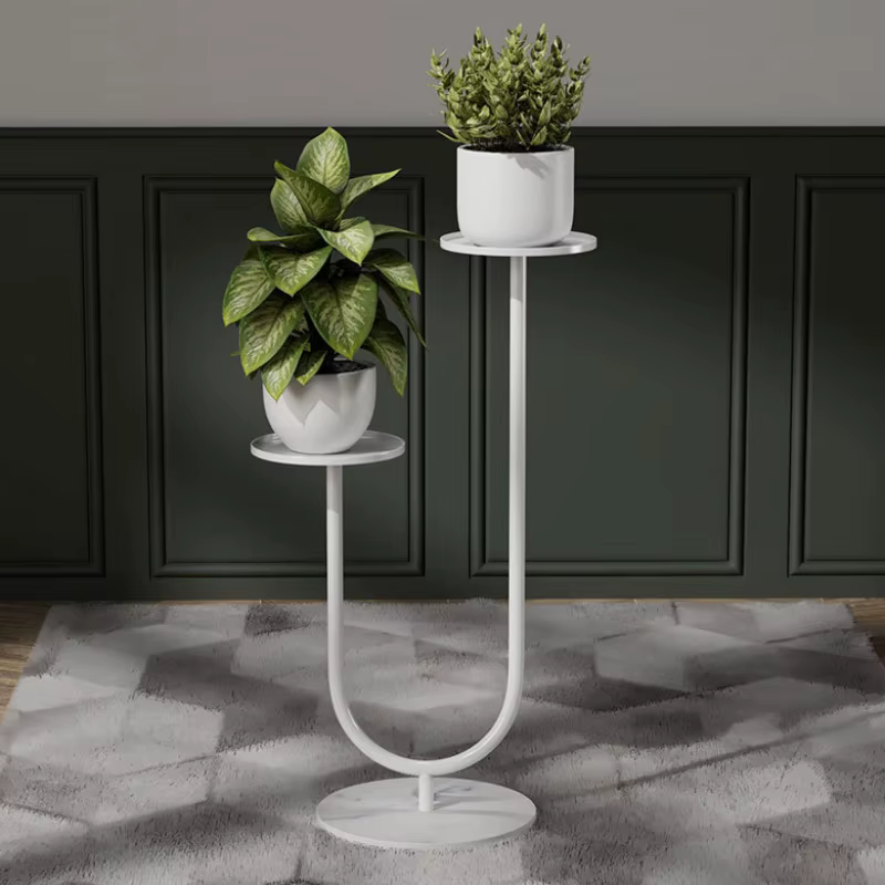 Support pour plantes – Support vertical en métal avec deux supports