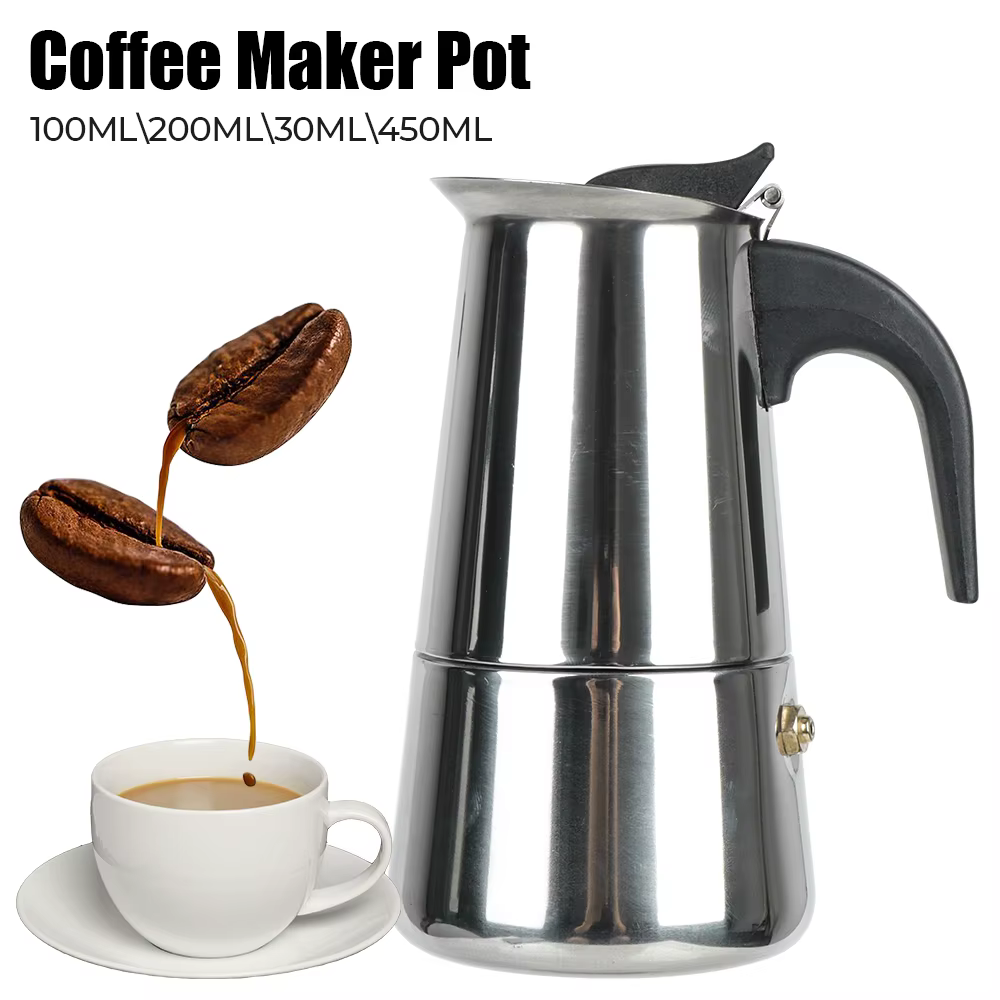 Cafetière Moka en acier inoxydable, cafetière pour cuisine, moka expresso Latte, filtre de cuisinière, 2/4/6/9 tasses