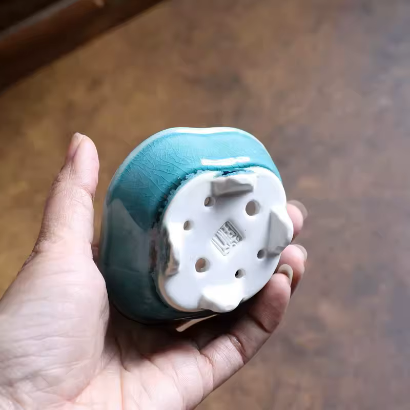 Pot à bonsaï en forme de bégonia vitrée en porcelaine