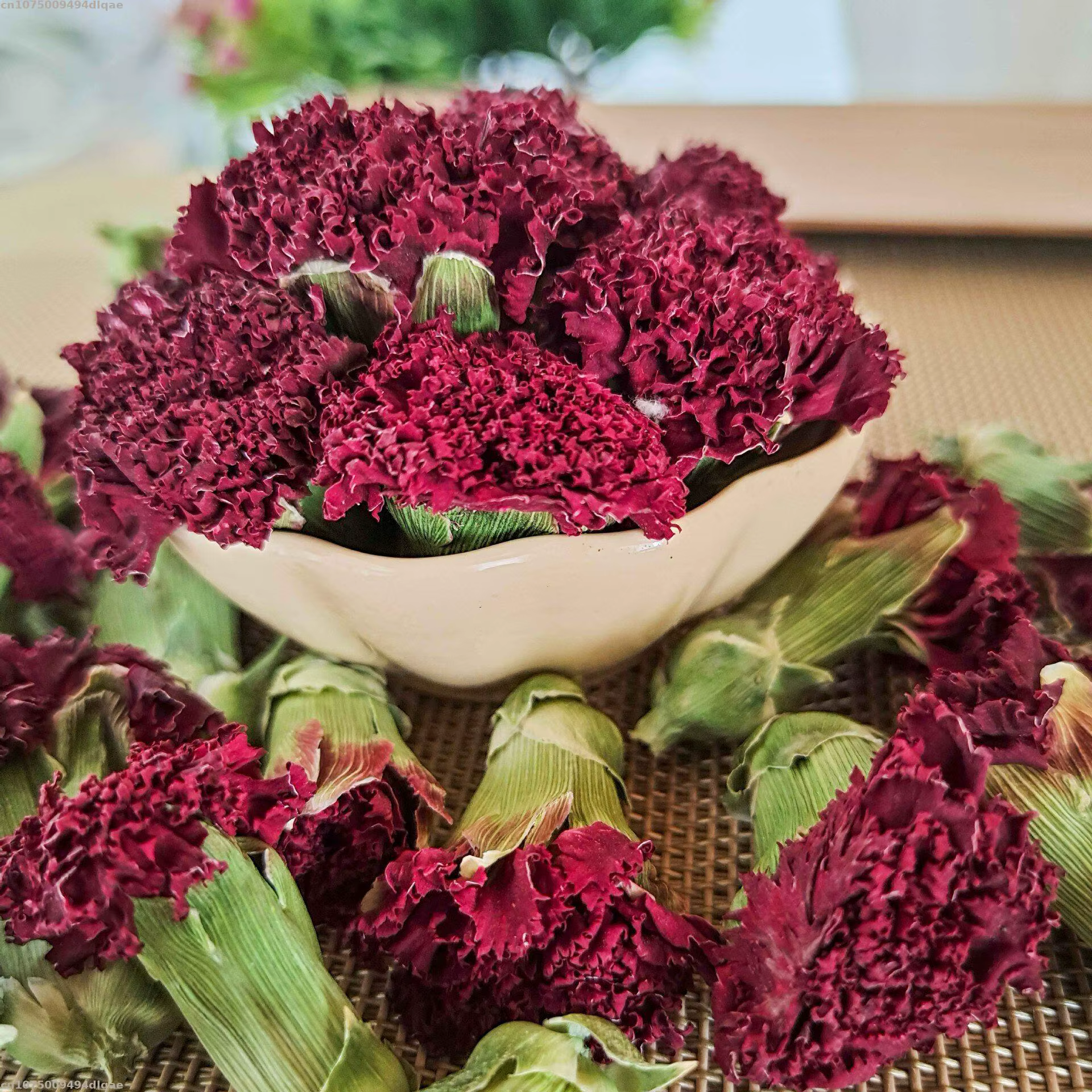 Fleurs séchées d'œillet rouge naturel pour la décoration intérieure