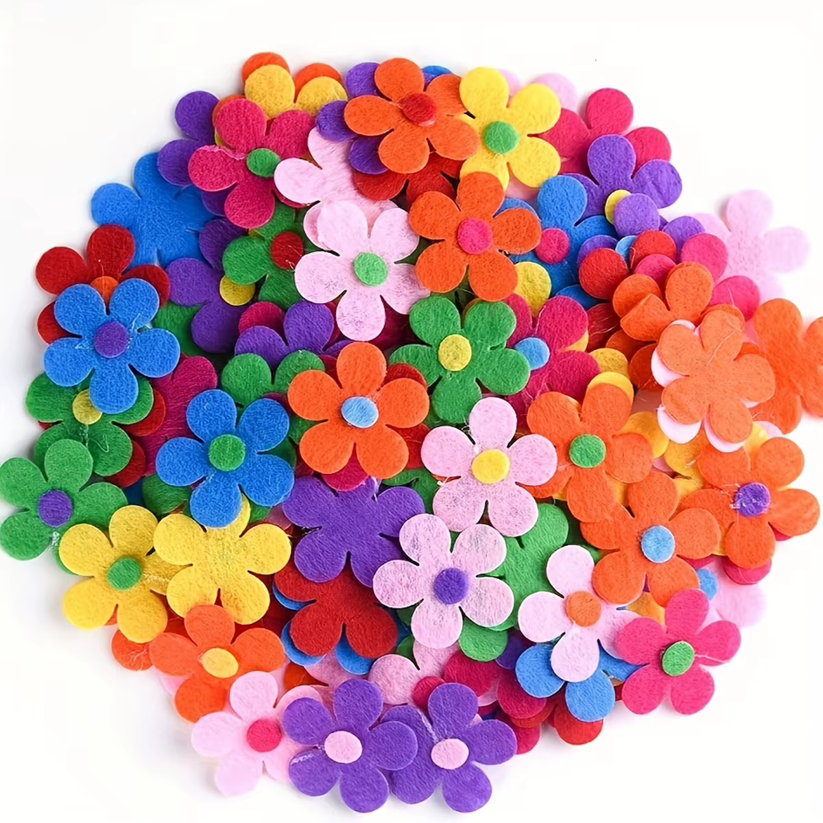 100 pièces de fleurs en feutre multicolores | Idéal pour l'artisanat en tissu