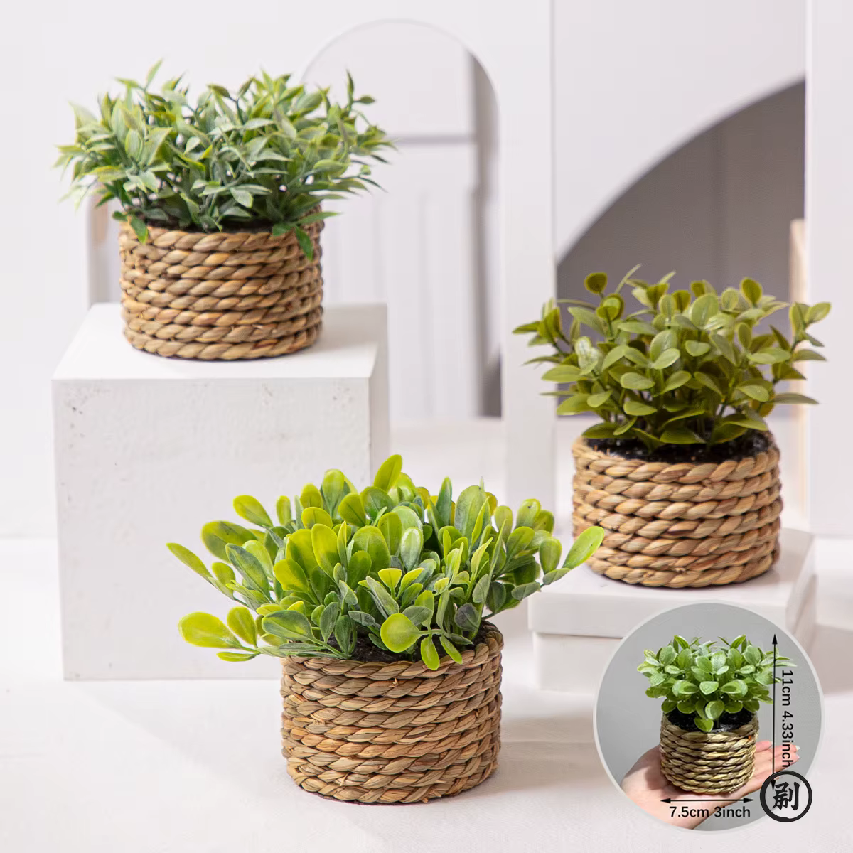 XIYA fleur vert plantes artificielles Eucalyptus herbe tissé petites