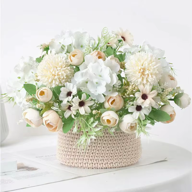 Bouquet de fleurs d'hortensias artificielles en soie