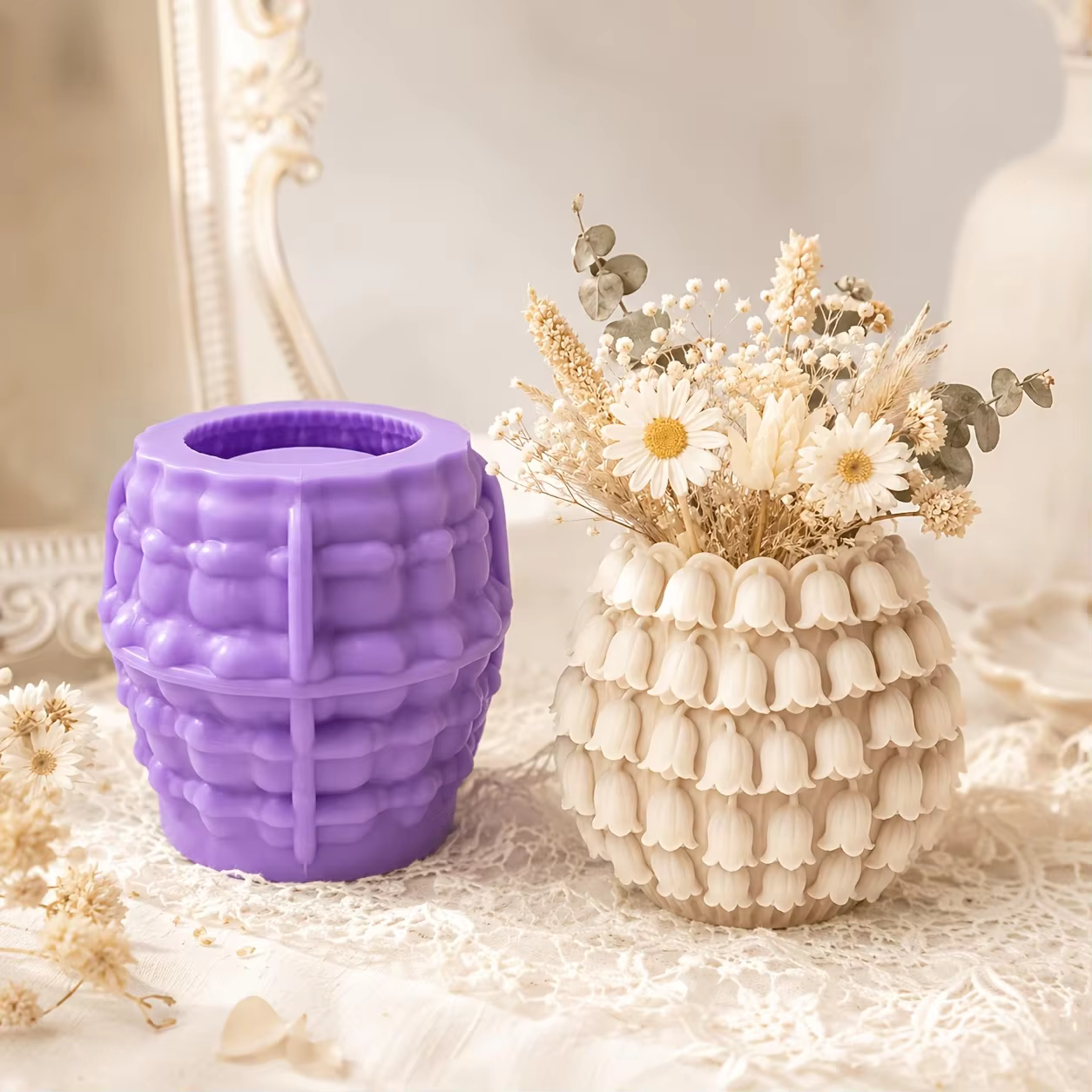 Pot de fleurs en forme de muguet fabriqué avec un moule en silicone