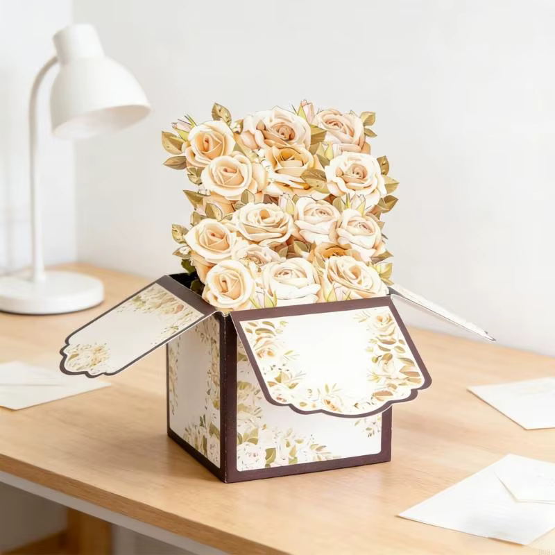 Carte d'arrangement floral artistique fabriquée à main