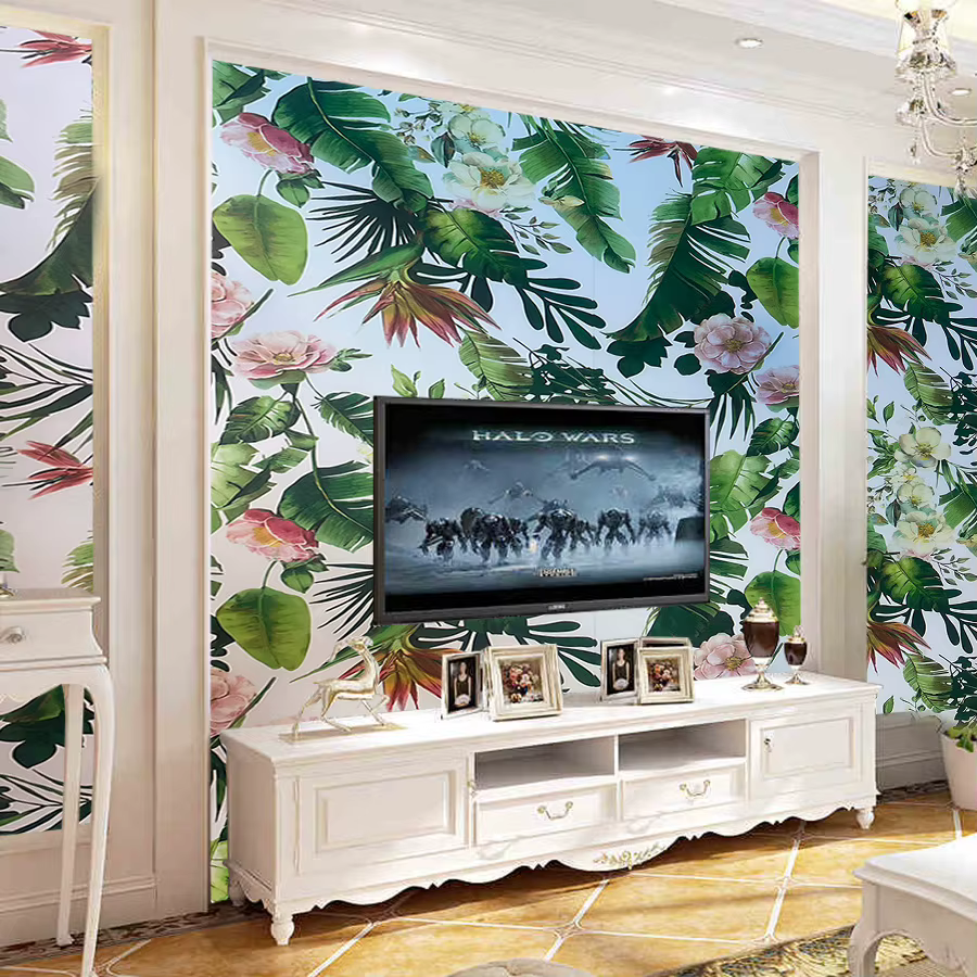 Papier Peint Auto-Adhésif avec Plantes Vertes