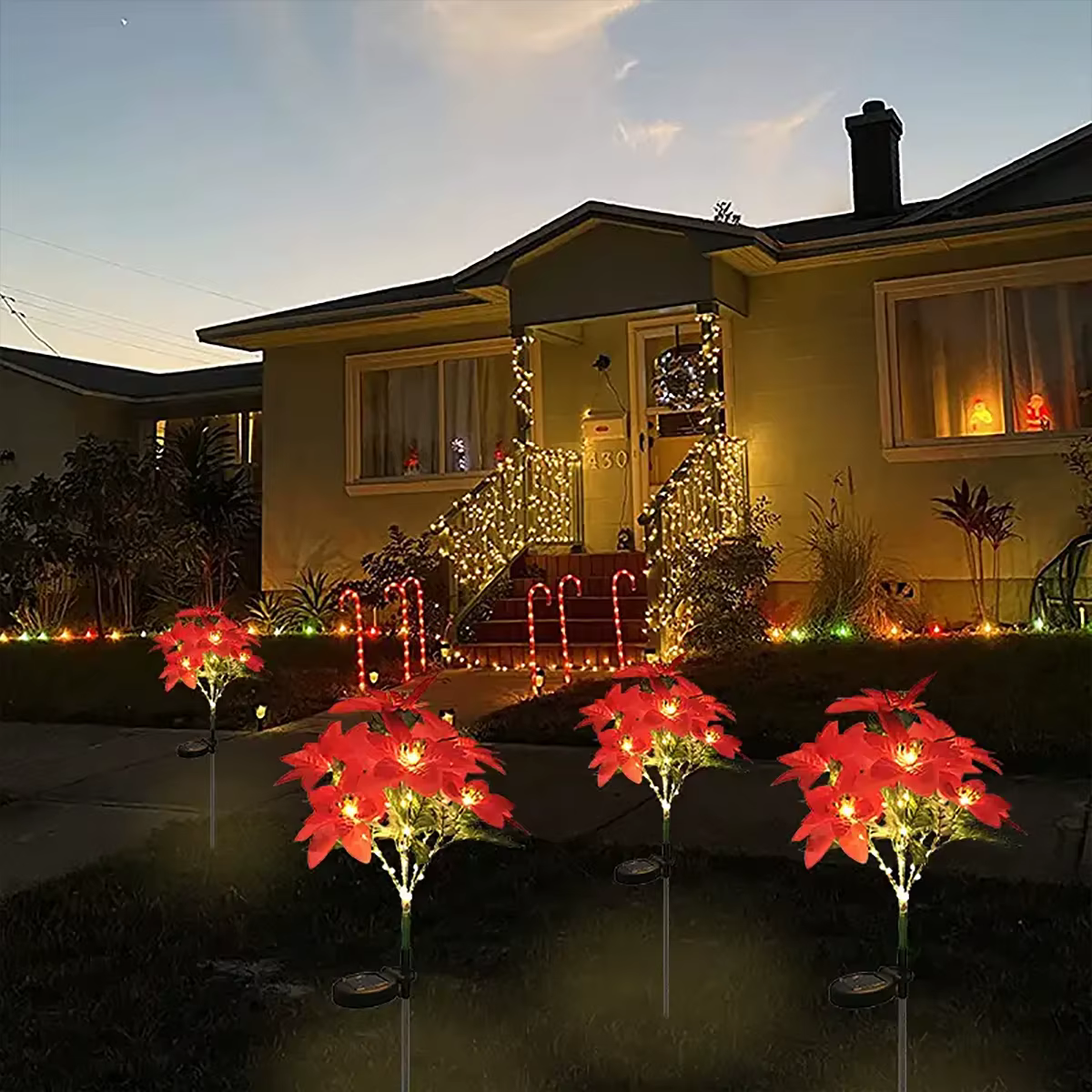 Lumière de fleur artificielle de poinsettia