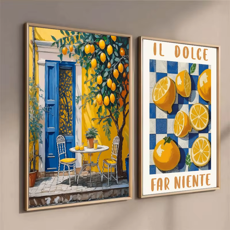 Paysages italiens citron arbre imprime affiche moderne Cottagecore toile peinture photo pour printemps mur Art décor à la maison murale