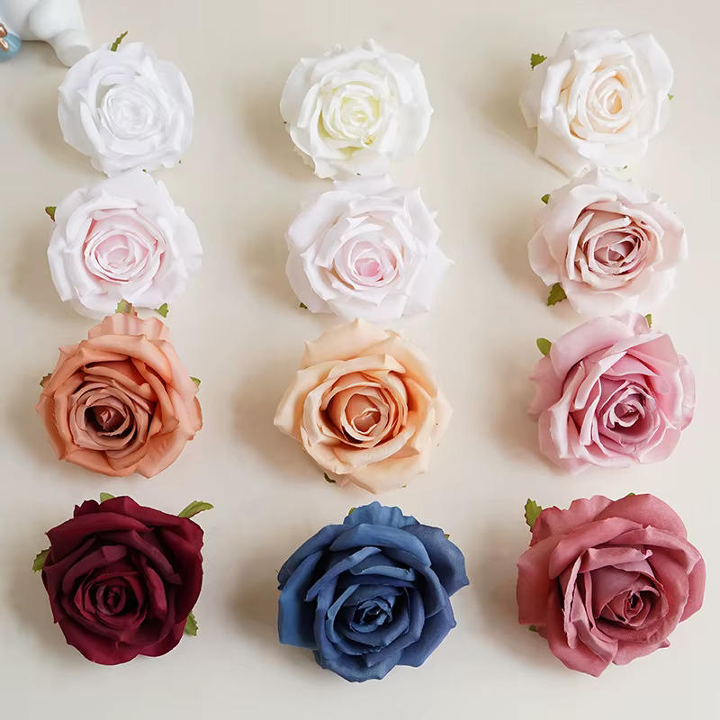 Gros Rose fleur tête 9 cm grande courolle simulée