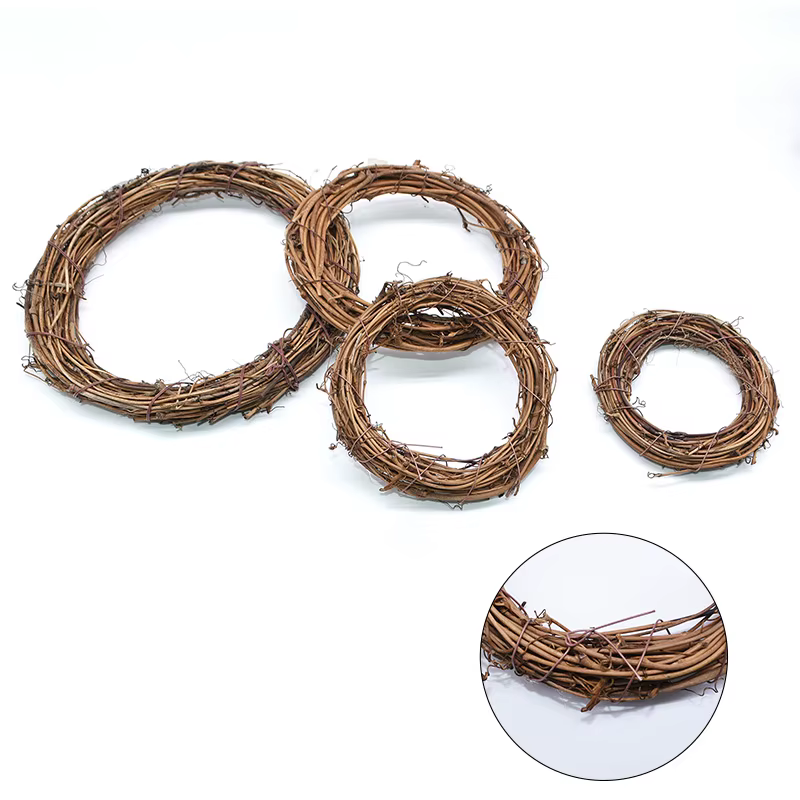 Couronne de décoration de mariage en rotin naturel