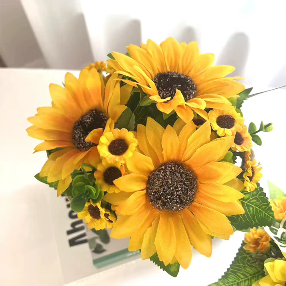 1 Bouquet de fleurs artificielles tournesol pour extérieur