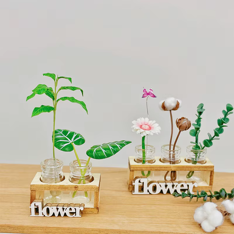 Vase à fleurs hydroponique l'inventaire en bois