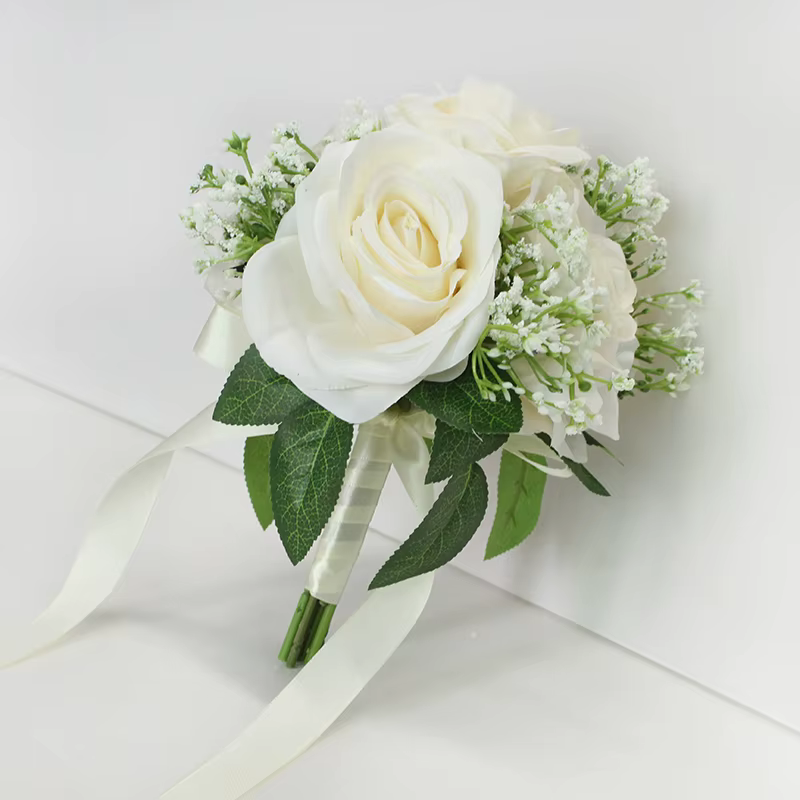 YO CHO Bouquet de fleurs artificielles mariée fleur de mariage soie Rose souffle de bébé
