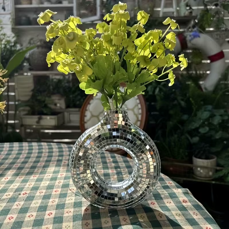 1 vase circulaire, pot de fleurs moderne pour la décoration de la maison