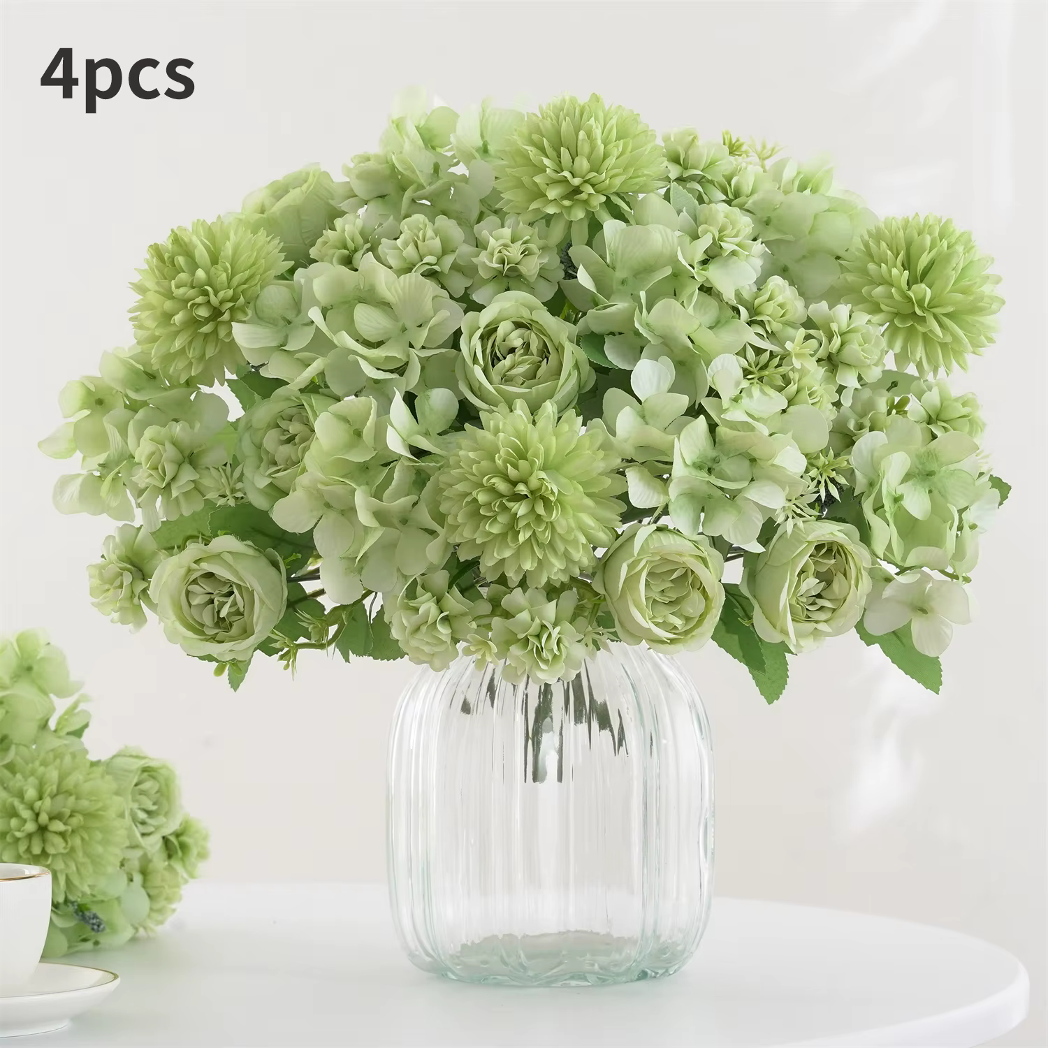 Bouquet de fleurs artificielles réalistes 1/4 pièces