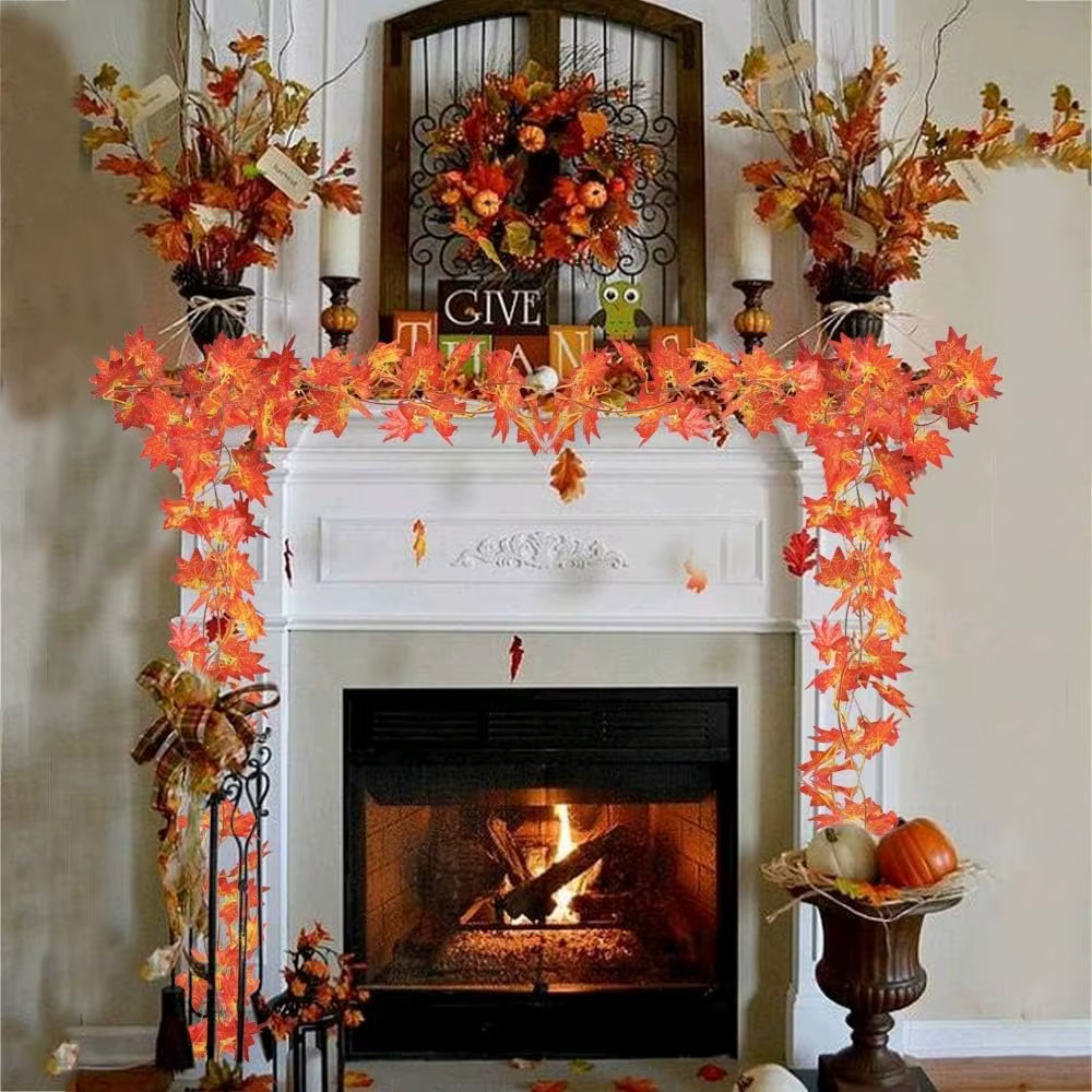 Guirlande de feuilles d'érable artificielles d'automne