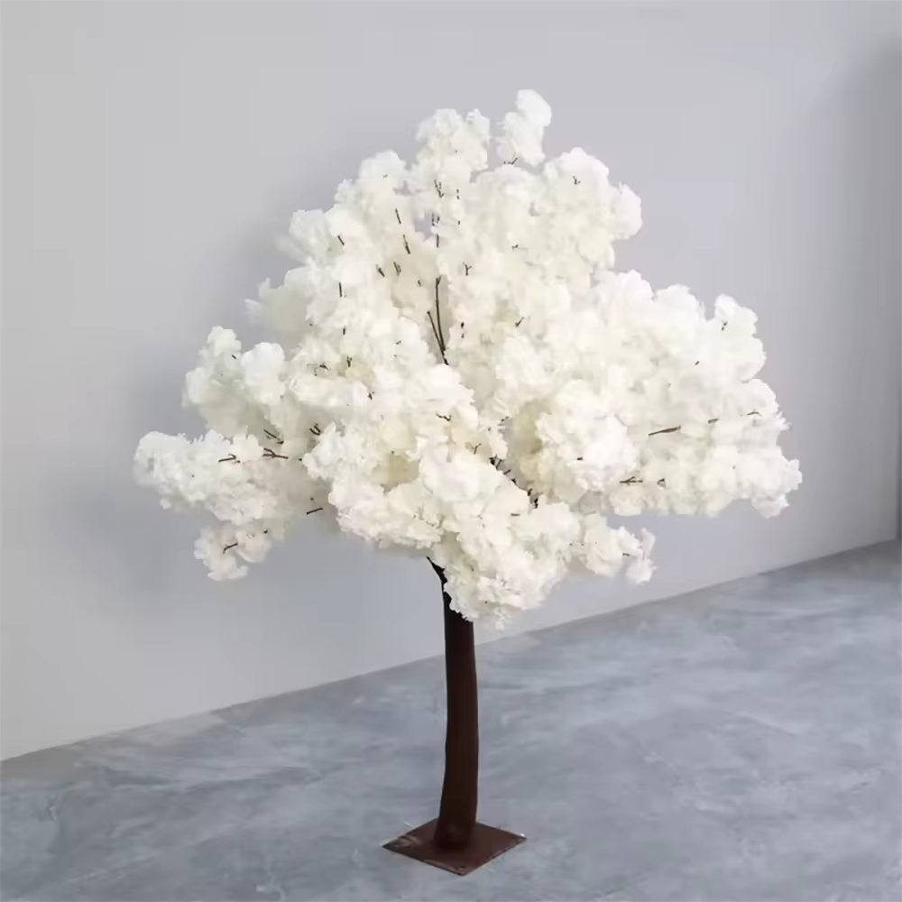 Arbres à fleurs artificielles en soie de couleur blanche