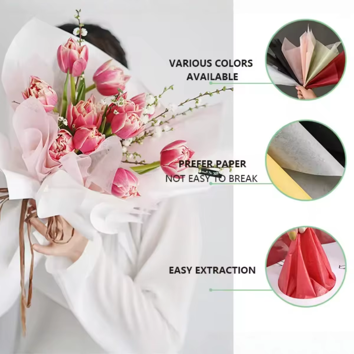 Papier d'emballage pour arrangement floral 38 pièces