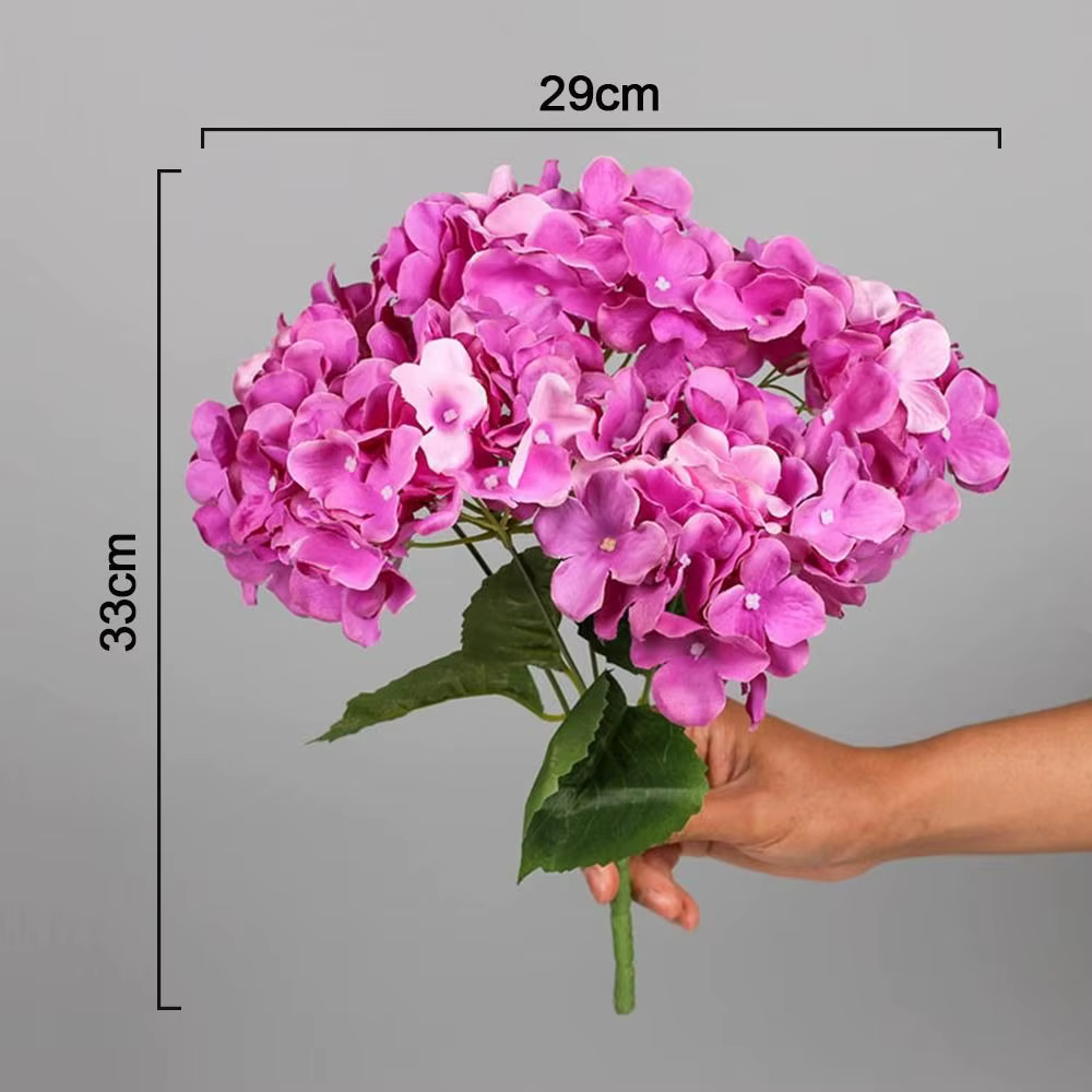 Décoratif 5 têtes artificielle hortensia fleur soie bricolage faux