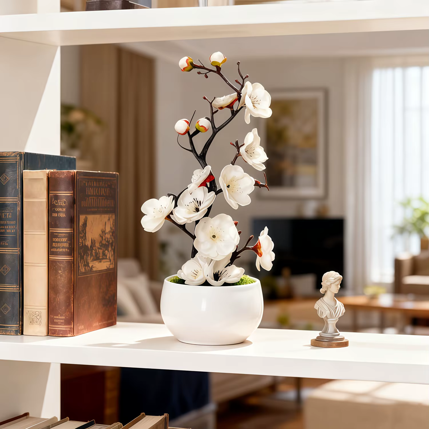Bonsaï de fleur de prunier artificielle réaliste