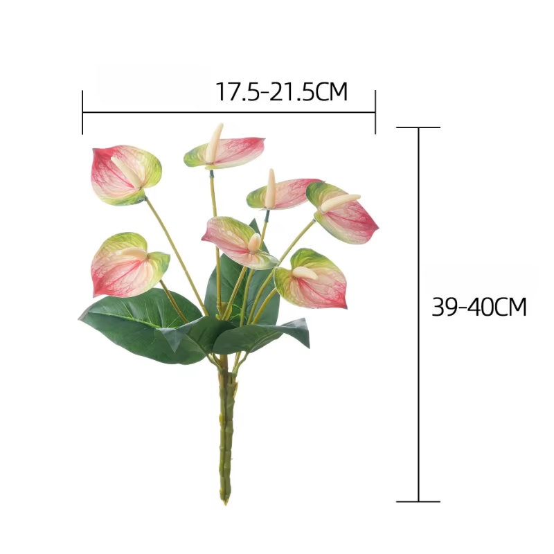8 pièces de fleurs artificielles en plastique Anthurium
