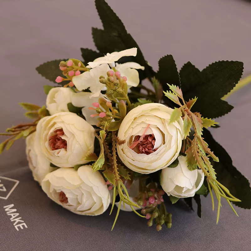 Fleurs artificielles vintages rose thé en soie