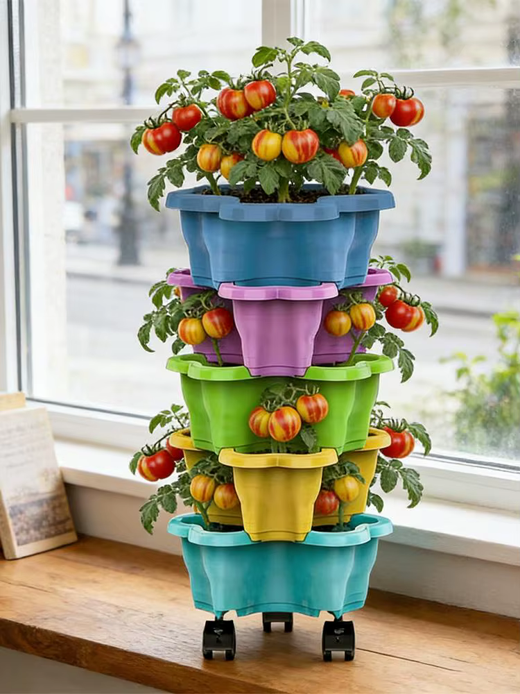 Tour verticale à 4/5 niveaux pour pots de fleurs
