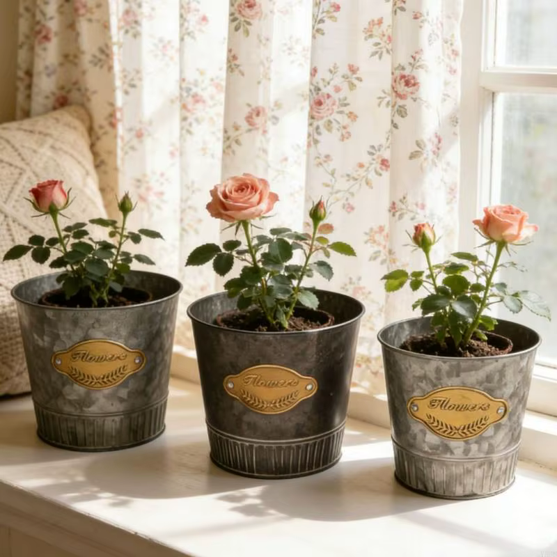Pot fleurs en métal, Vase décoratif pratique