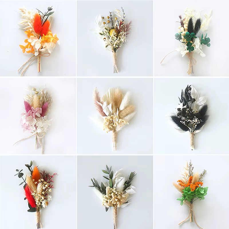 Mini Bouquet de Fleurs Sèches Naturelles Boutonnières