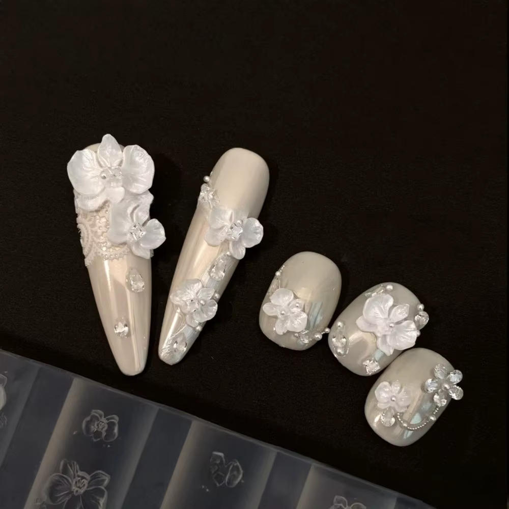 Modèle de sculpture pour nail art en silicone, motif floral, réutilisable, moule 3D Phalaenopsis, design d'orchidée papillon, modèle de sculpture