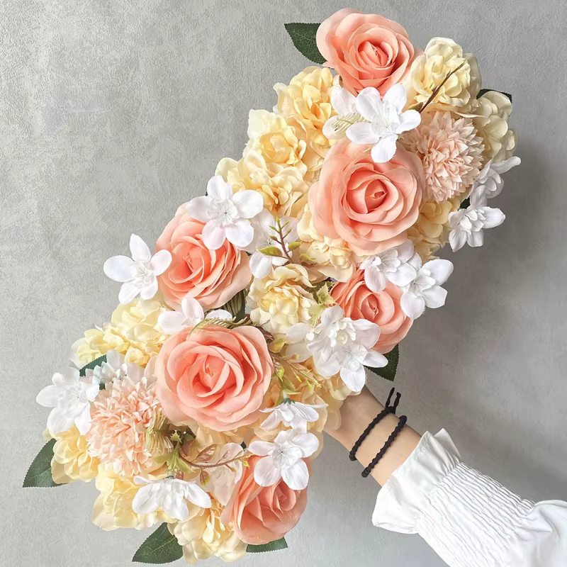 50CM Artificial Rose Ground Flower Arrangement Eucalyptus