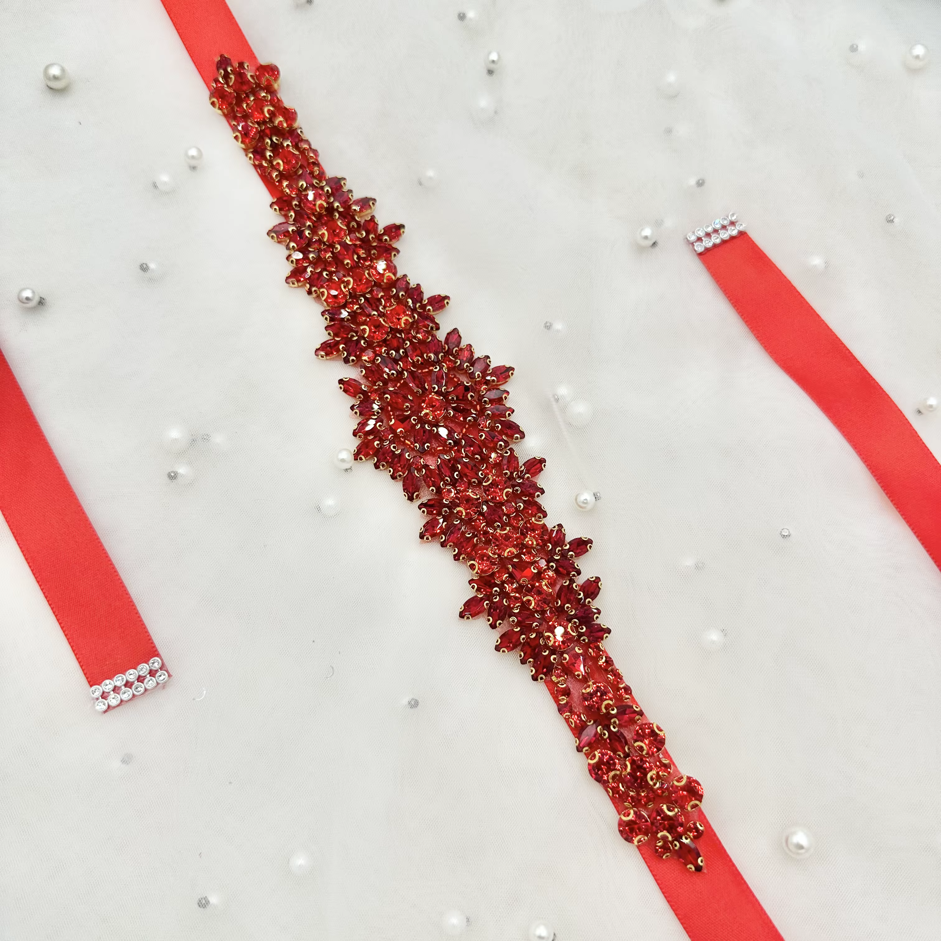 Accessoires de robe de mariée pour filles, décoration de ceinture, strass en verre cousus main, applique thermocollante