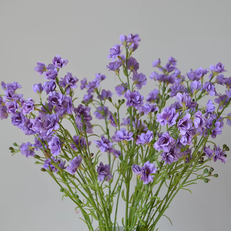 5 pièces violettes de luxe fleurs artificielles sensation hydratante Delphiniums Latex décor arrangements floraux fête