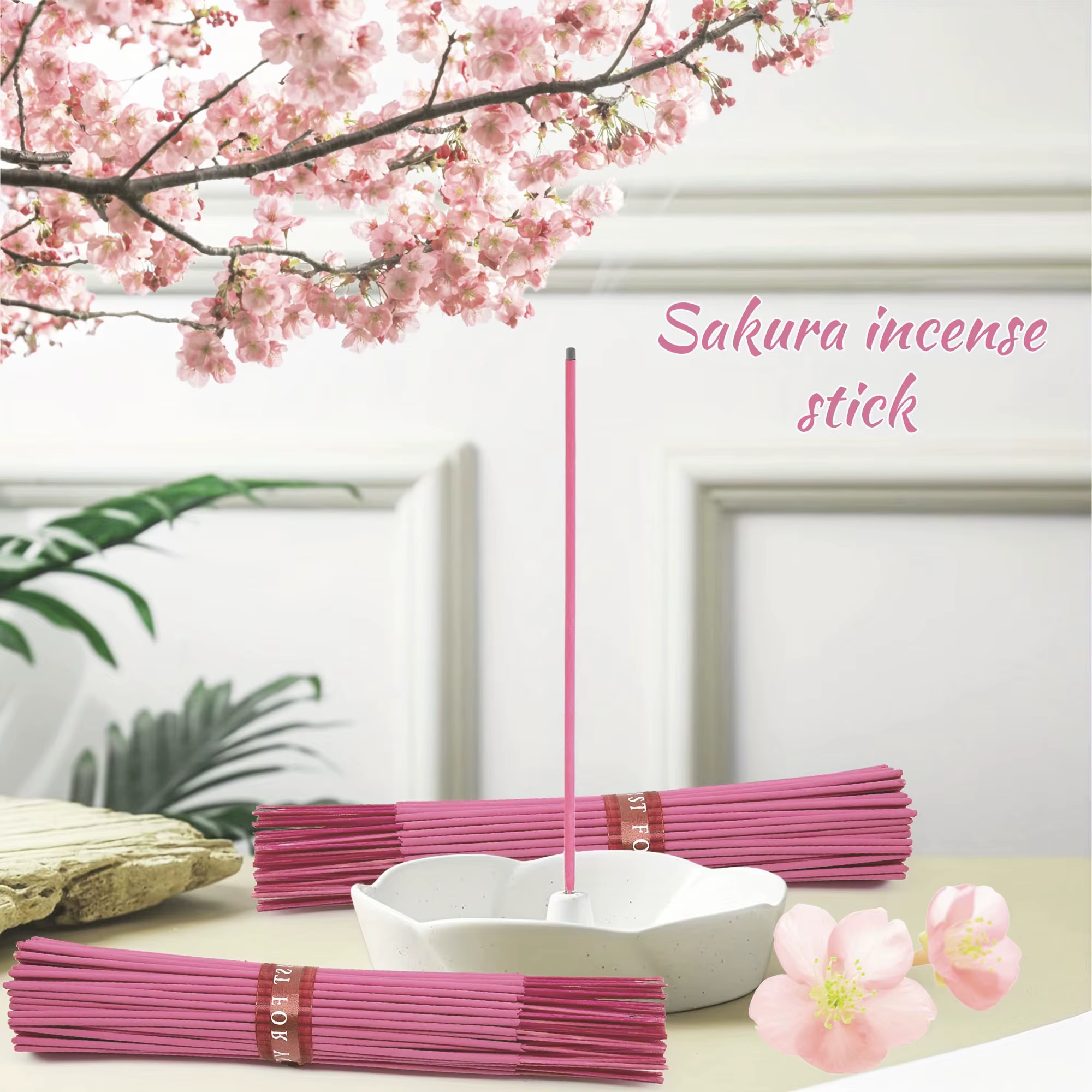 Bâtons parfumés naturels en fleurs de cerisier douces |   Encens de fleur de cerisier roulé à la main |   25,5cm |   Parfum floral durable,