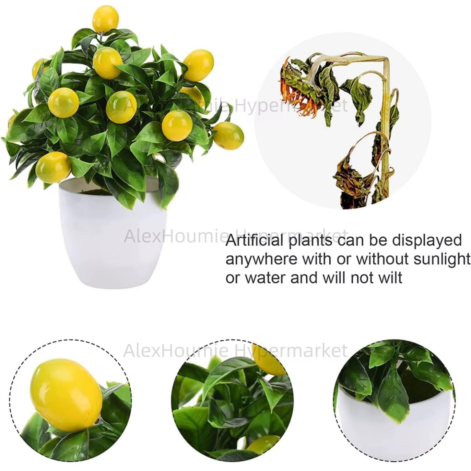 Décor d'arbre à citron artificiel