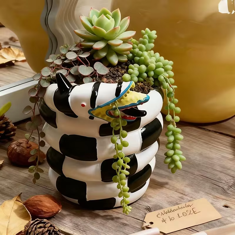 Pot de fleurs créatif en spirale en forme de serpent