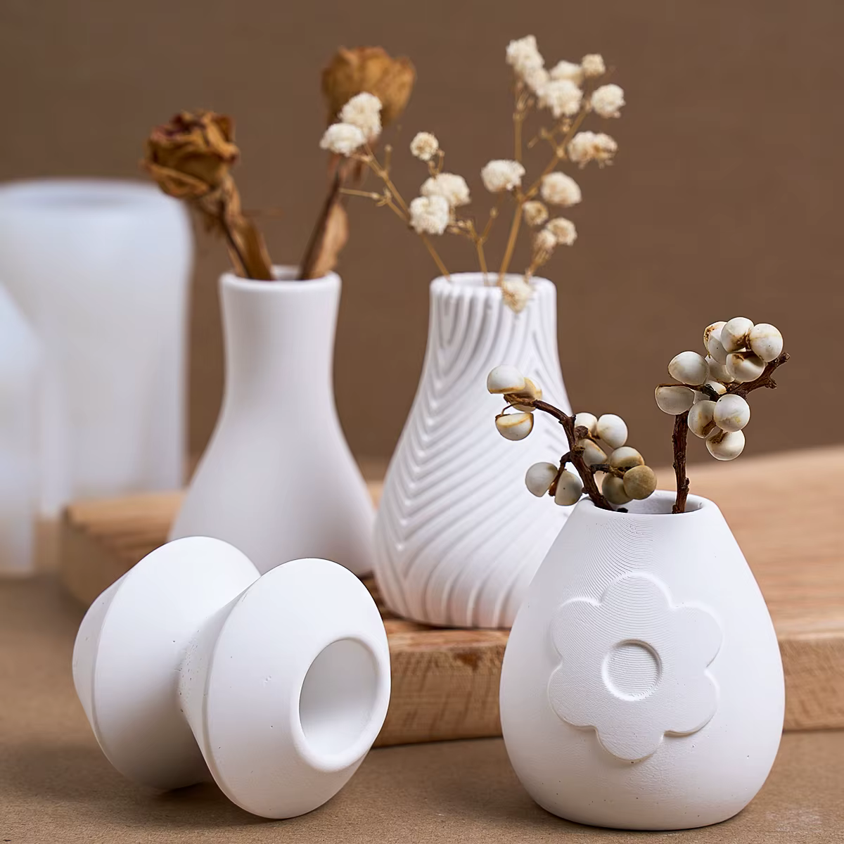 Vase à fleurs 3D à rayures d'amour