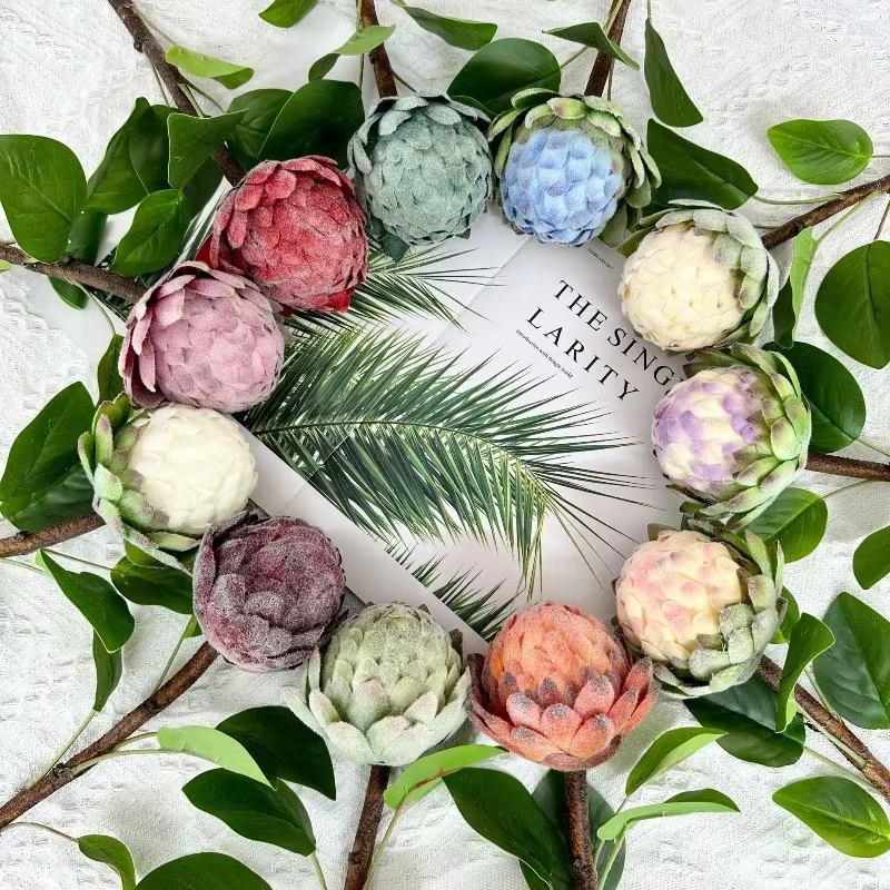 Fleurs artificielles rétro flocées