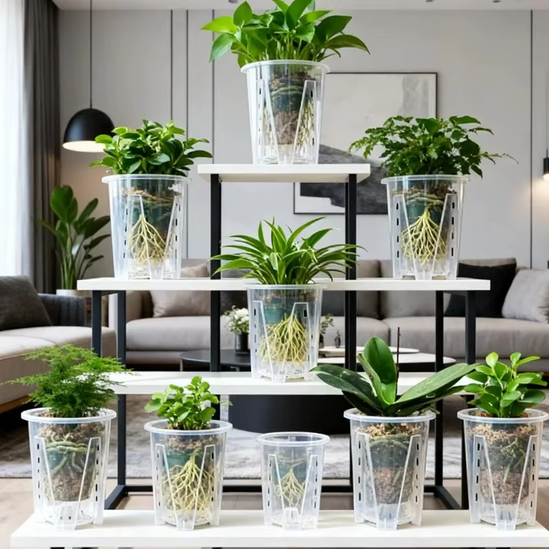 Pot de fleurs en plastique PP transparent S/M/L/XL