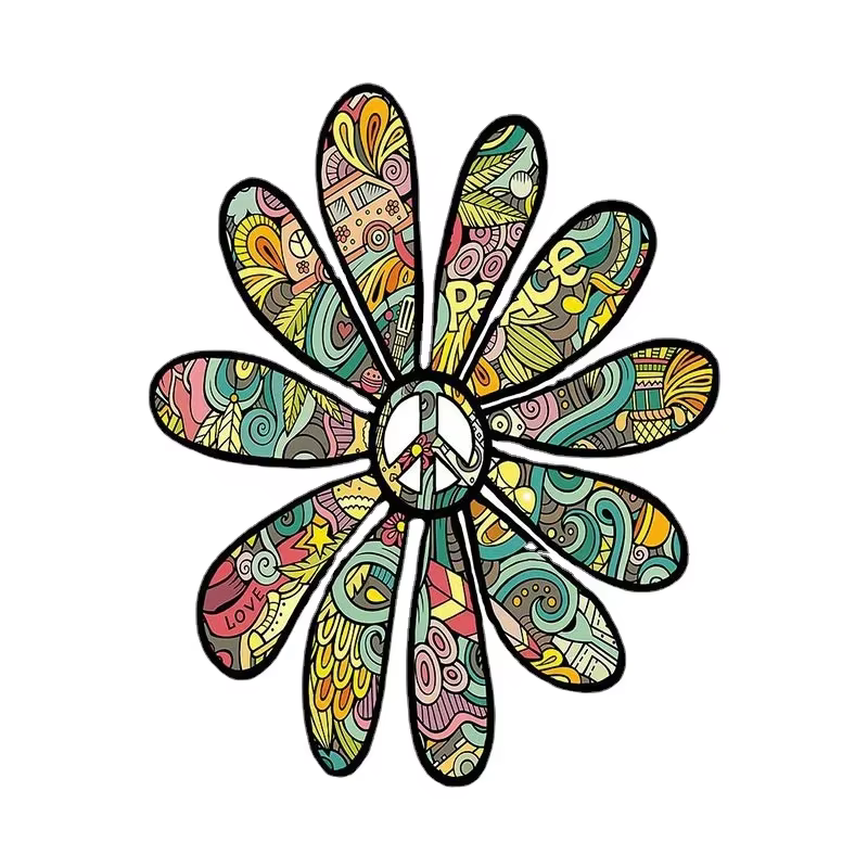 Autocollant de voiture en PVC Flower Power Peace pour moto camping-car-accessoire de décalcomanies décoratives élégantes
