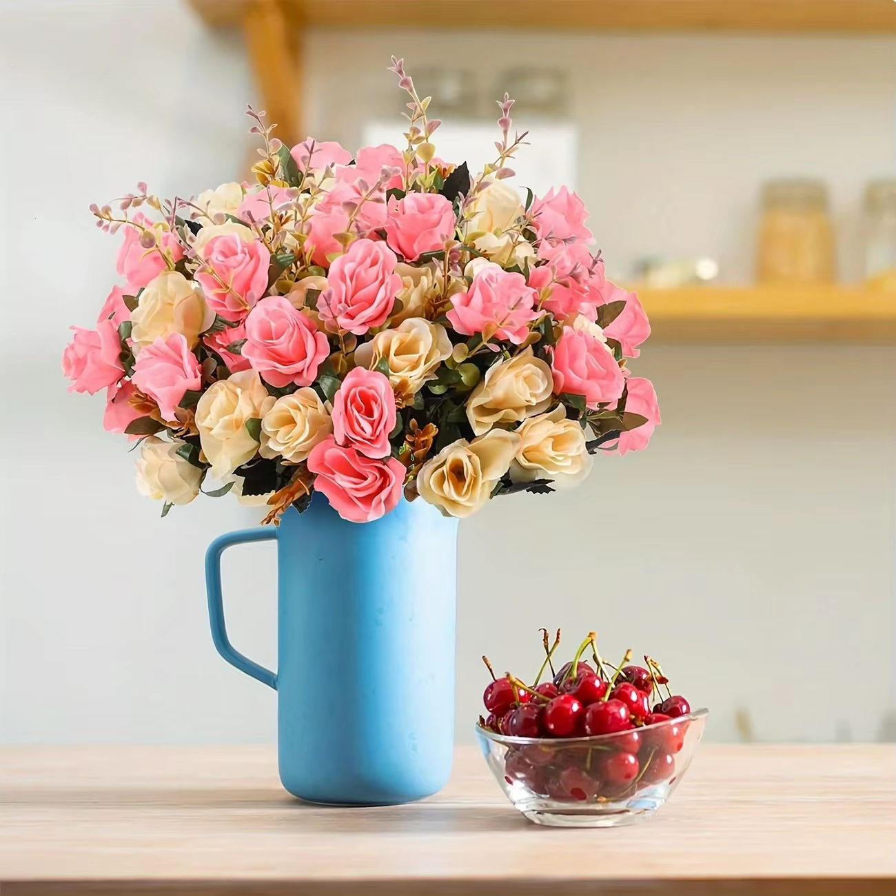 12 têtes de roses artificielles