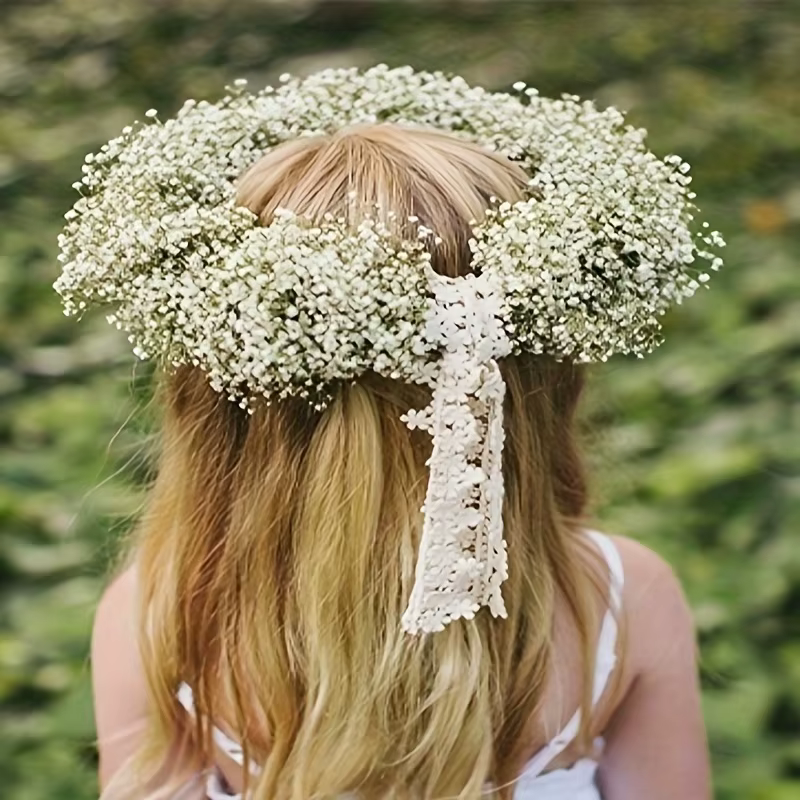 20 fleurs artificielles réalistes en gypsophile blanc – Élégantes fausses