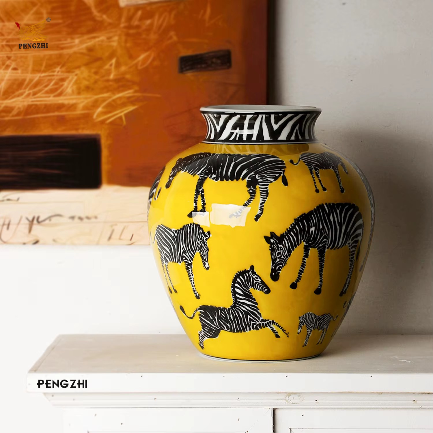 Vase en céramique motif zèbre