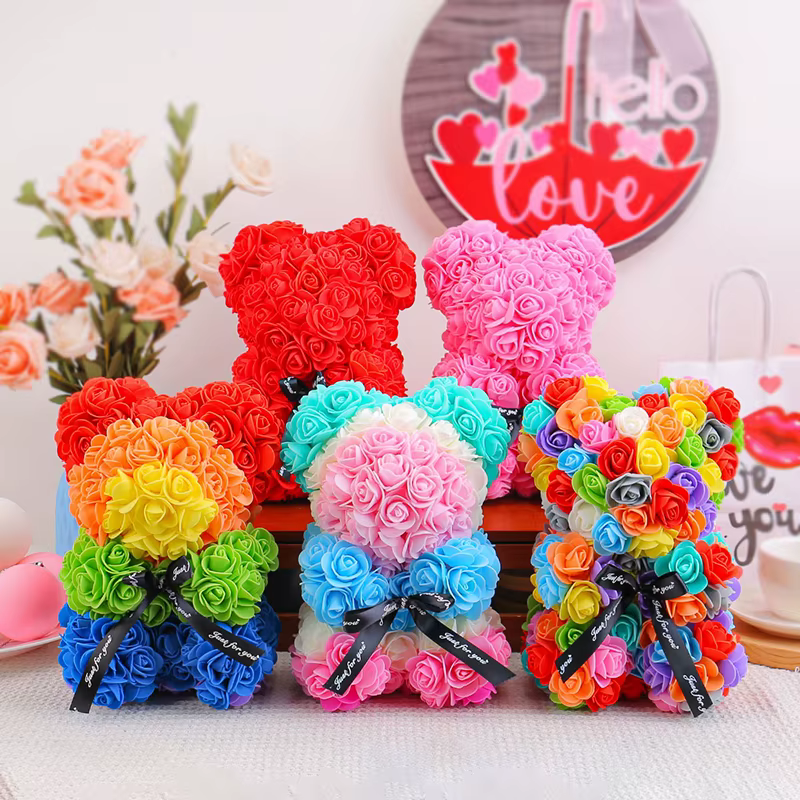 Ours en fleurs éternelles pour la Saint-Valentin