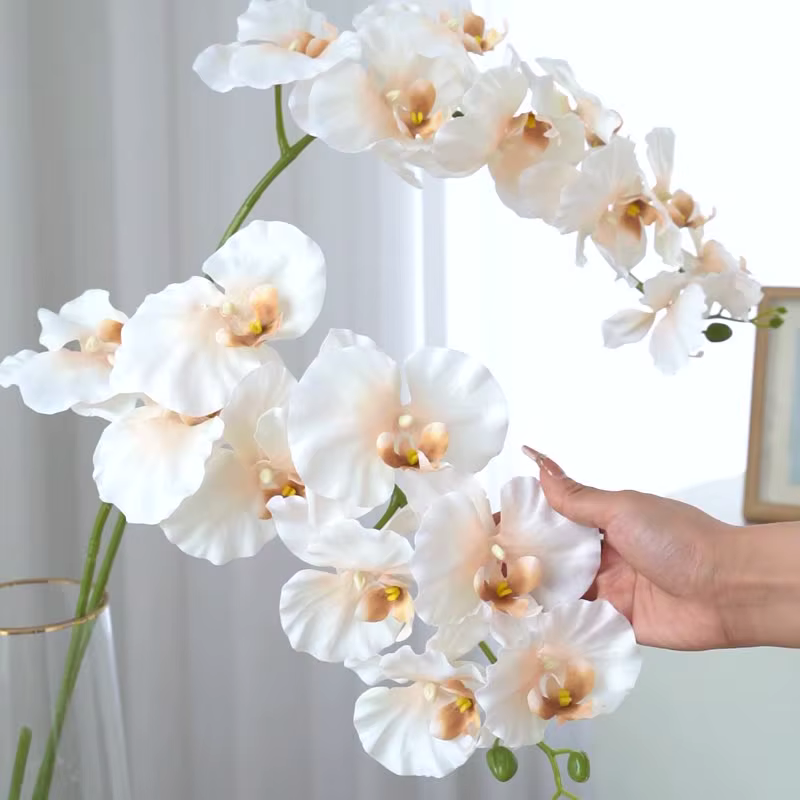 Branches de fleurs de Phalaenopsis artificielles à 9 têtes